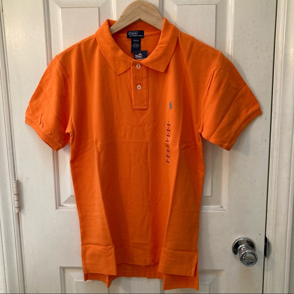 Orange Ralph Lauren Boys Iconic Mesh Polo Shirt - L / large, NWT